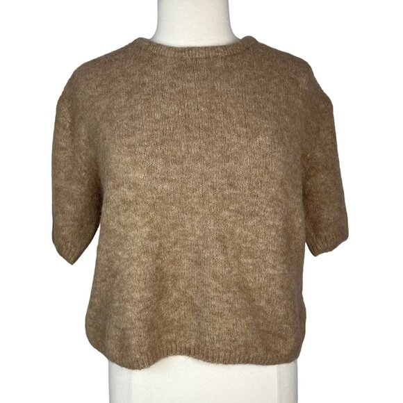 Permanent Womens Cropped Sweater Tan Short Sleeves Size Medium New - Picture 1 of 7